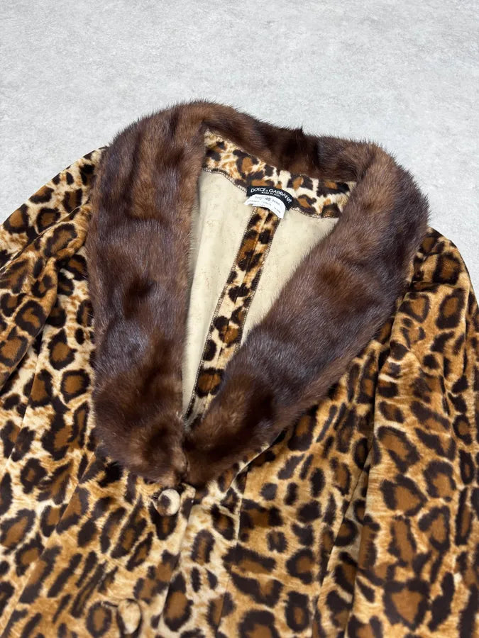 1990s Dolce & Gabbana Leopard Print Fur Cardigan WNOokQd 4