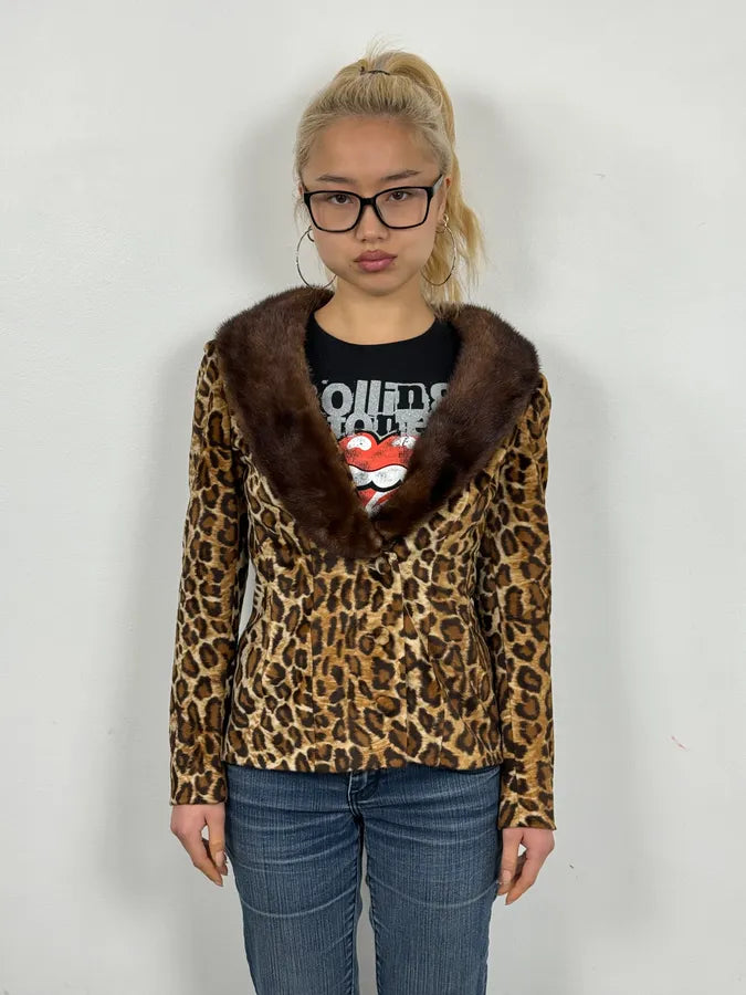 1990s Dolce & Gabbana Leopard Print Fur Cardigan WNOokQd 1
