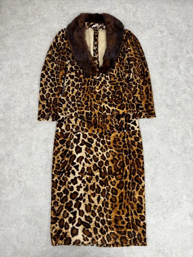1990s Dolce & Gabbana Leopard Print Skirt & Cardigan Set GLvvFZk 0