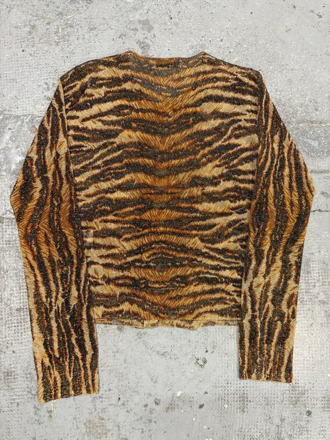 1990s Dolce & Gabbana Leopard Zebra Trompe L’oeil Cardigan wQlefFv 5
