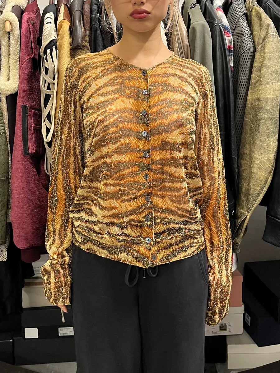 1990s Dolce & Gabbana Leopard Zebra Trompe L’oeil Cardigan wQlefFv 1