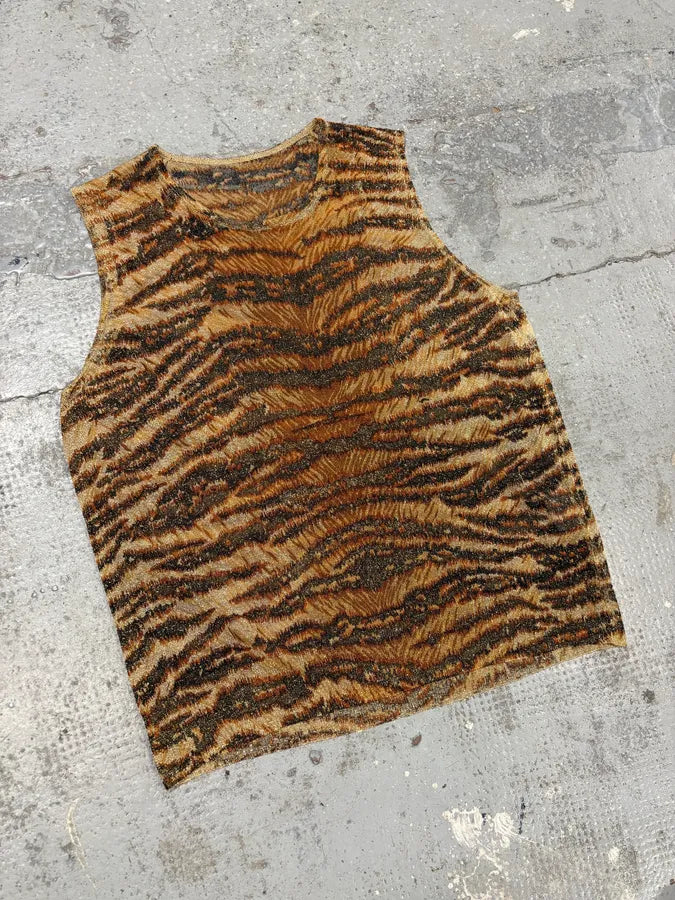 1990s Dolce & Gabbana Leopard Zebra Trompe L’oeil Tank Top bNhYqLC 1