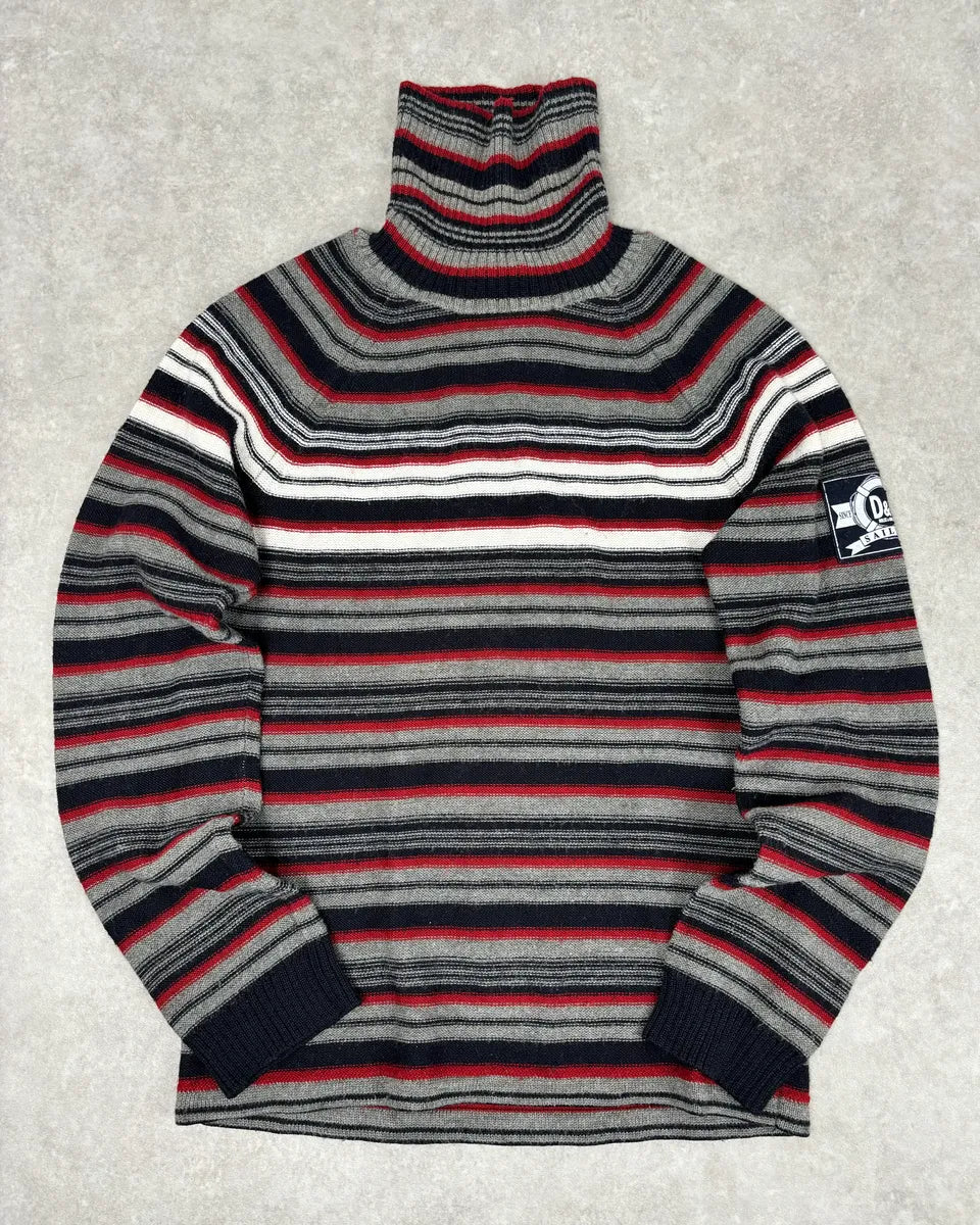 AW2006 Dolce & Gabbana Multi-Color  Striped Wool Turtleneck Sweater fqPNIsp 7