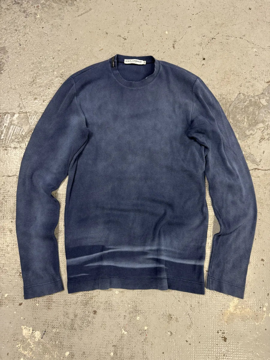 1990s Dolce & Gabbana Navy Faded Blue Knit Sweater PkqDwRY 0
