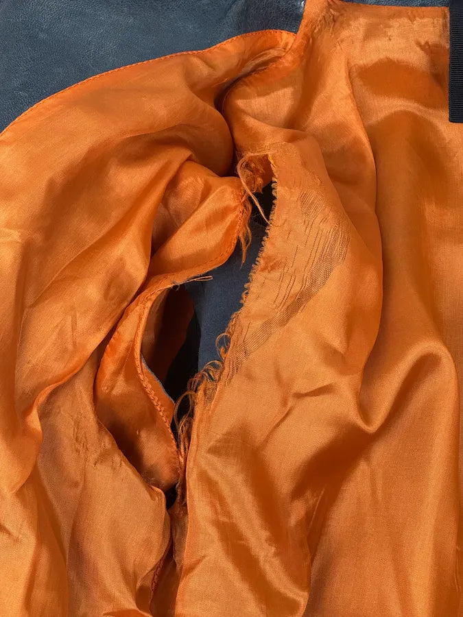 1990s Dolce & Gabbana Orange & Navy Cropped Leather Premium Jacket LOtvRIp 9