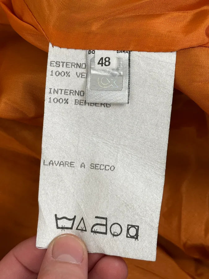 1990s Dolce & Gabbana Orange & Navy Cropped Leather Premium Jacket LOtvRIp 11