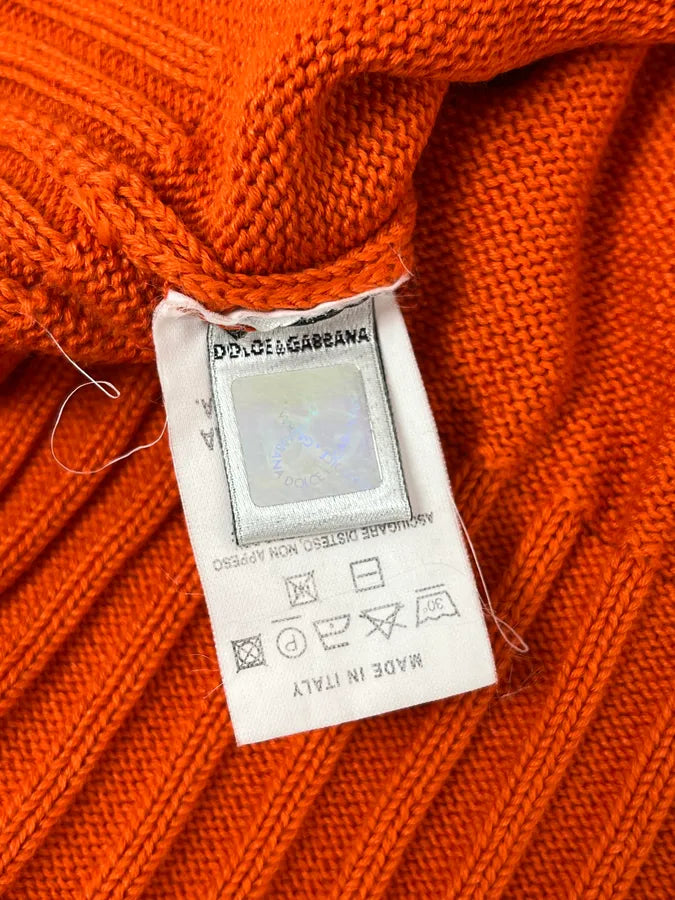 1990s Dolce & Gabbana Orange V Neck Wool Sweater xpOwGps 10