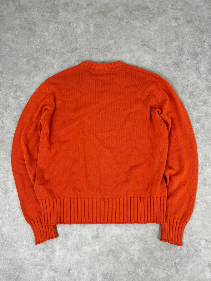 1990s Dolce & Gabbana Orange V Neck Wool Sweater xpOwGps 5