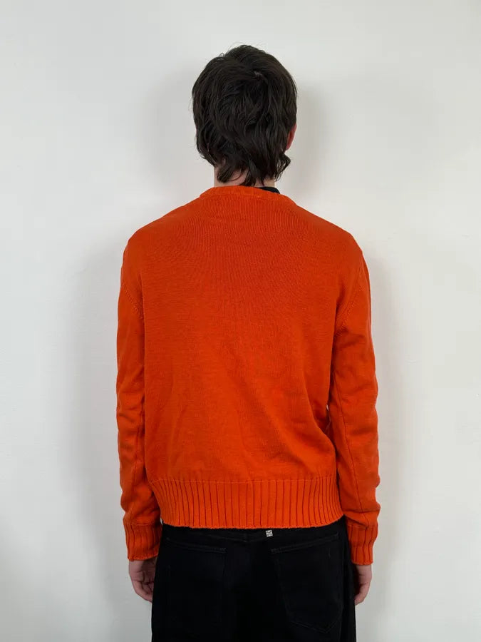 1990s Dolce & Gabbana Orange V Neck Wool Sweater xpOwGps 2