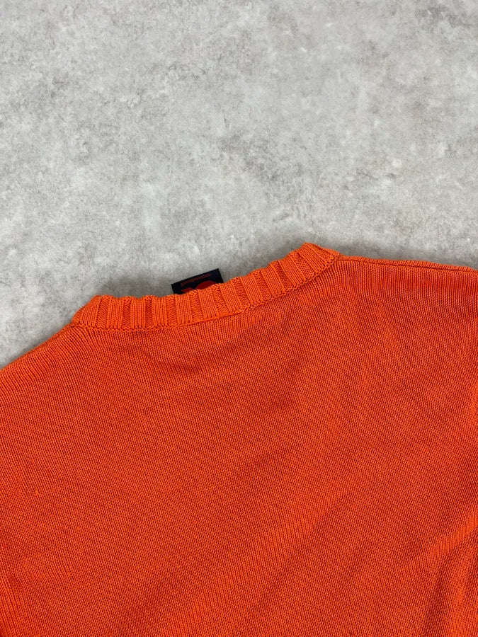 1990s Dolce & Gabbana Orange V Neck Wool Sweater xpOwGps 6