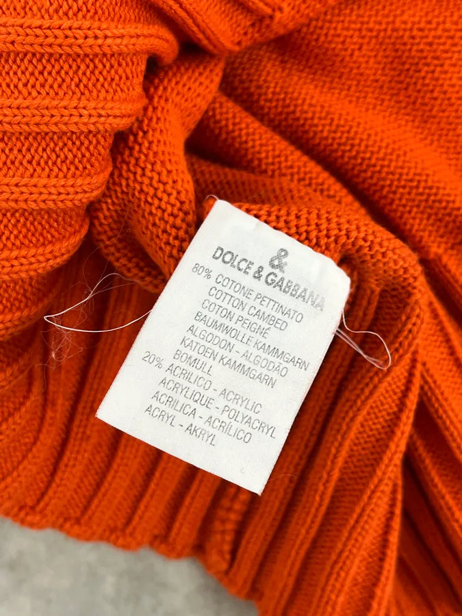 1990s Dolce & Gabbana Orange V Neck Wool Sweater xpOwGps 11