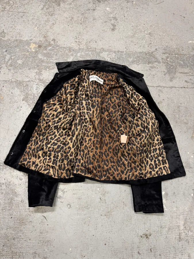 1990s Dolce & Gabbana Pony Hair Black Leather Jacket oKWpvTs 1