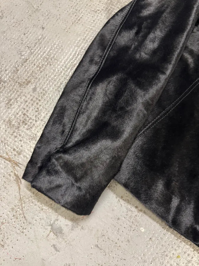 1990s Dolce & Gabbana Pony Hair Black Leather Jacket oKWpvTs 5