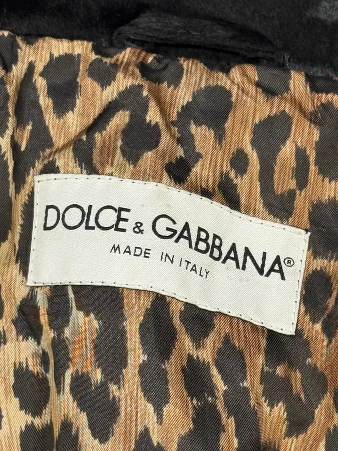 1990s Dolce & Gabbana Pony Hair Black Leather Jacket oKWpvTs 7