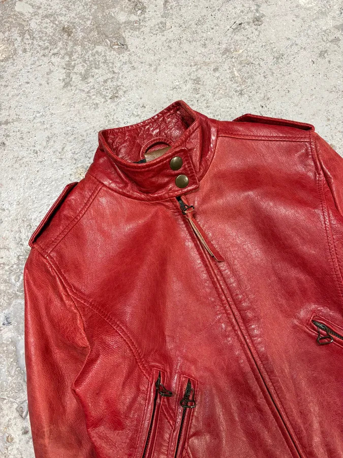 1990s Dolce & Gabbana Red Biker Leather Jacket ICeuiGT 2