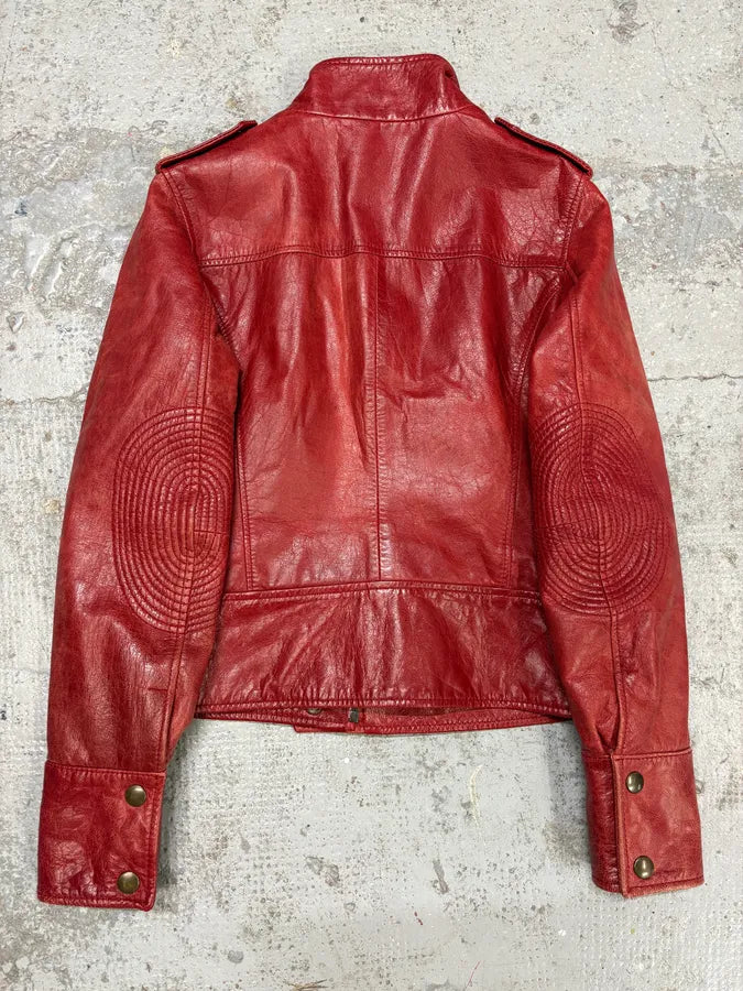1990s Dolce & Gabbana Red Biker Leather Jacket ICeuiGT 3
