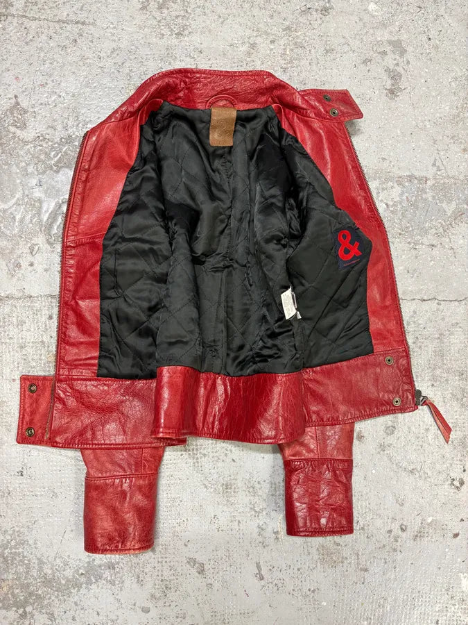 1990s Dolce & Gabbana Red Biker Leather Jacket ICeuiGT 4