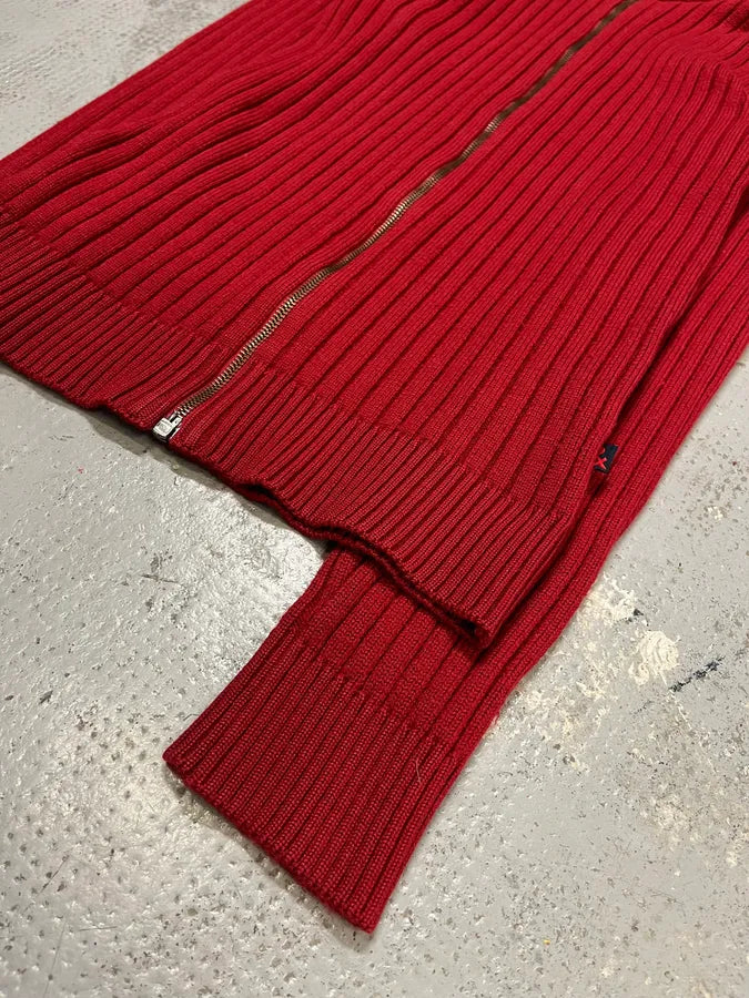 1990s Dolce & Gabbana Red Ribbed Zip-Up Sweater tKnwRjk 5