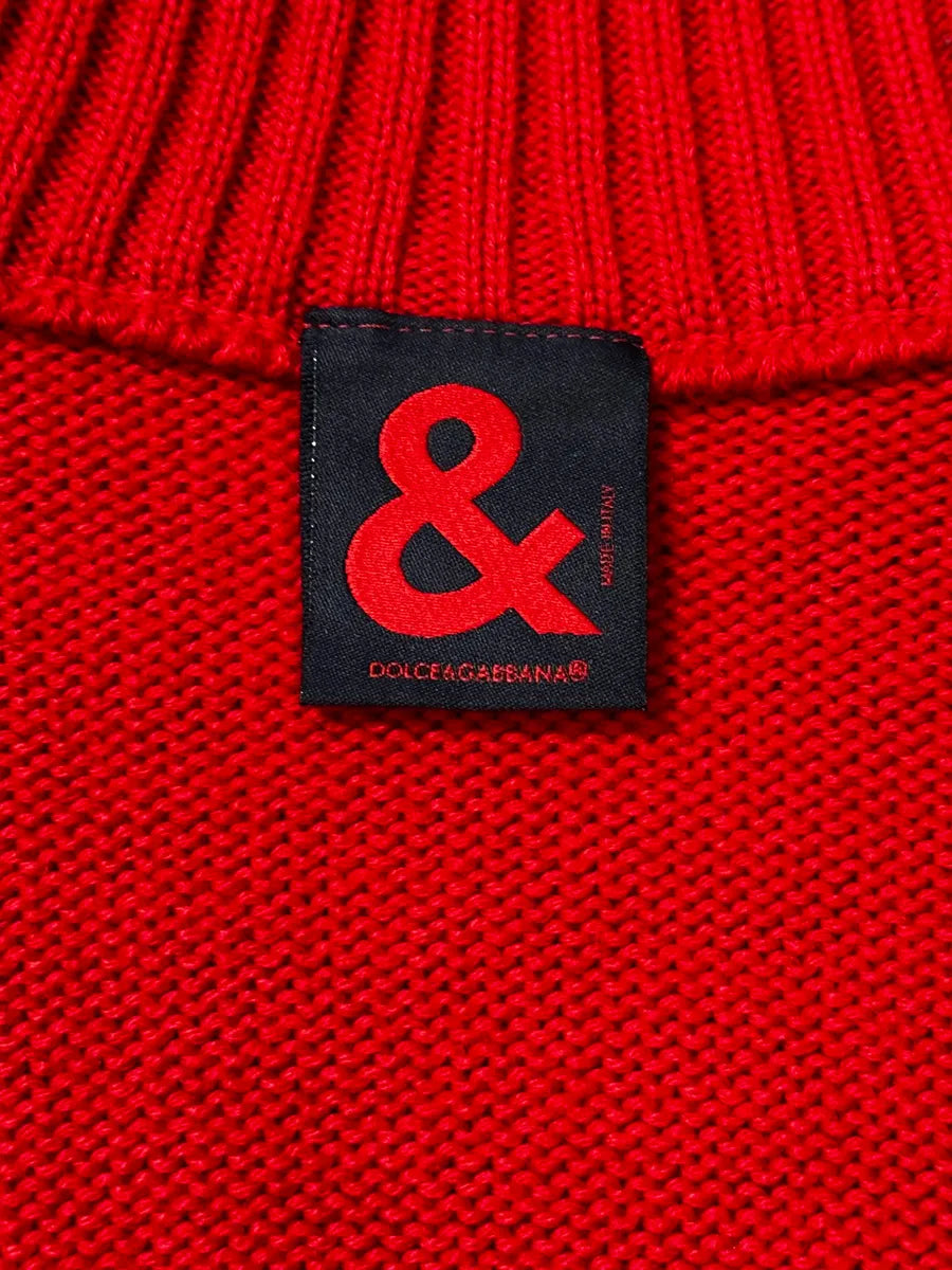 1990s Dolce & Gabbana Red Zip-up Sweater pHboiNC 8