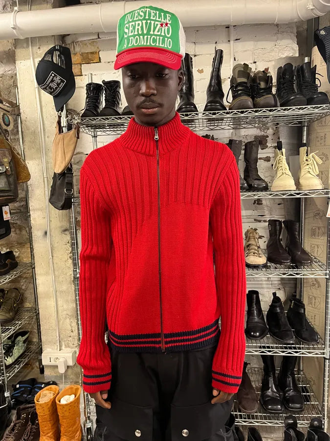 1990s Dolce & Gabbana Red Zip-up Sweater pHboiNC 1