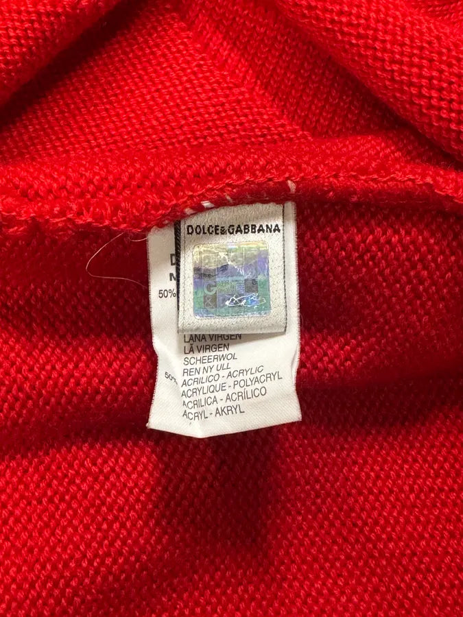 1990s Dolce & Gabbana Red Zip-up Sweater pHboiNC 9