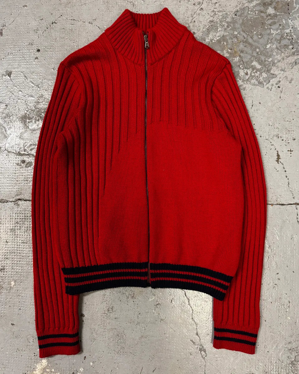 1990s Dolce & Gabbana Red Zip-up Sweater pHboiNC 0