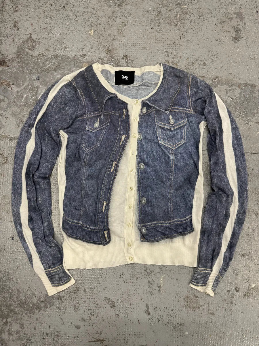 1990s Dolce & Gabbana Trompe L’oeil Denim Cardigan czODRYu 3