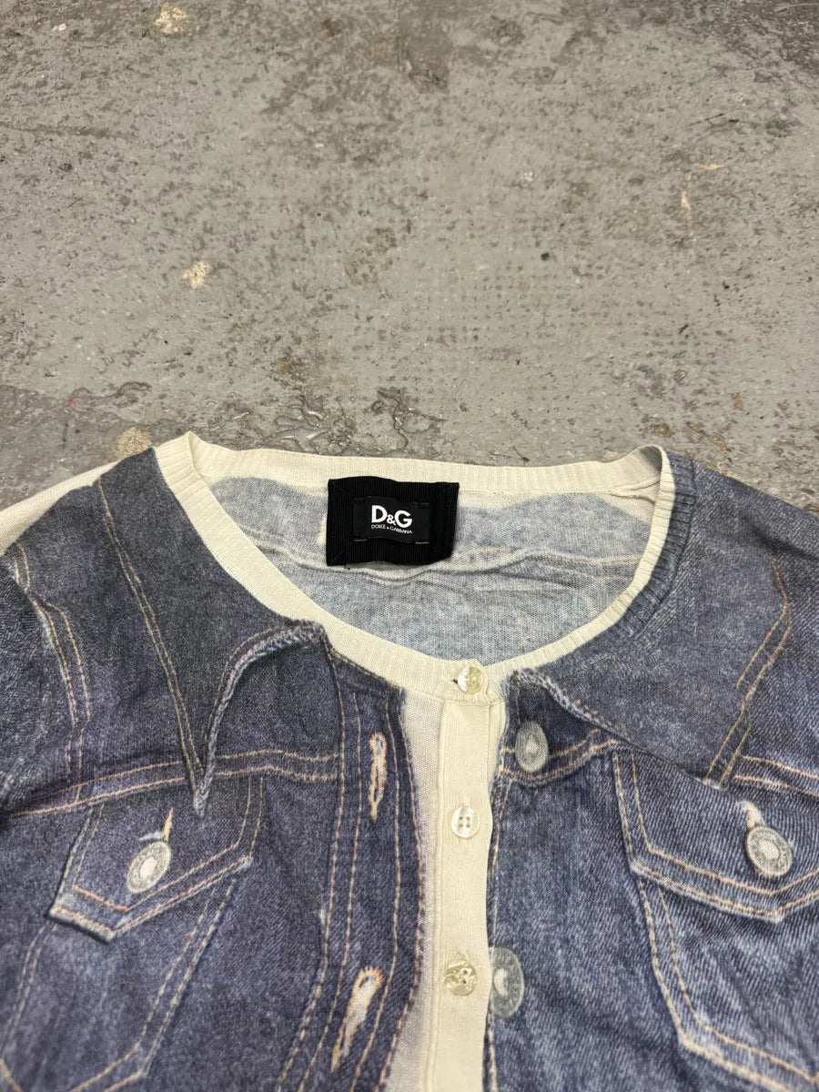 1990s Dolce & Gabbana Trompe L’oeil Denim Cardigan czODRYu 5