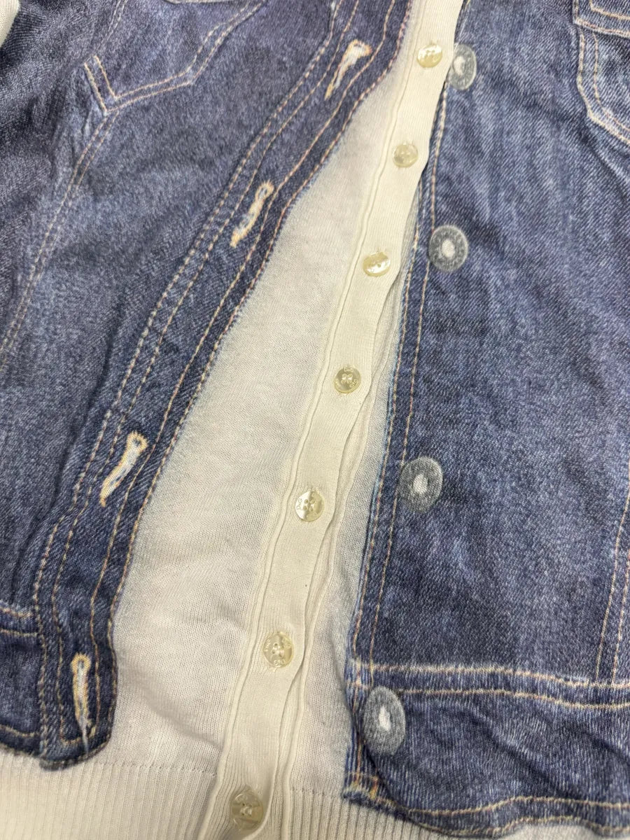 1990s Dolce & Gabbana Trompe L’oeil Denim Cardigan czODRYu 6