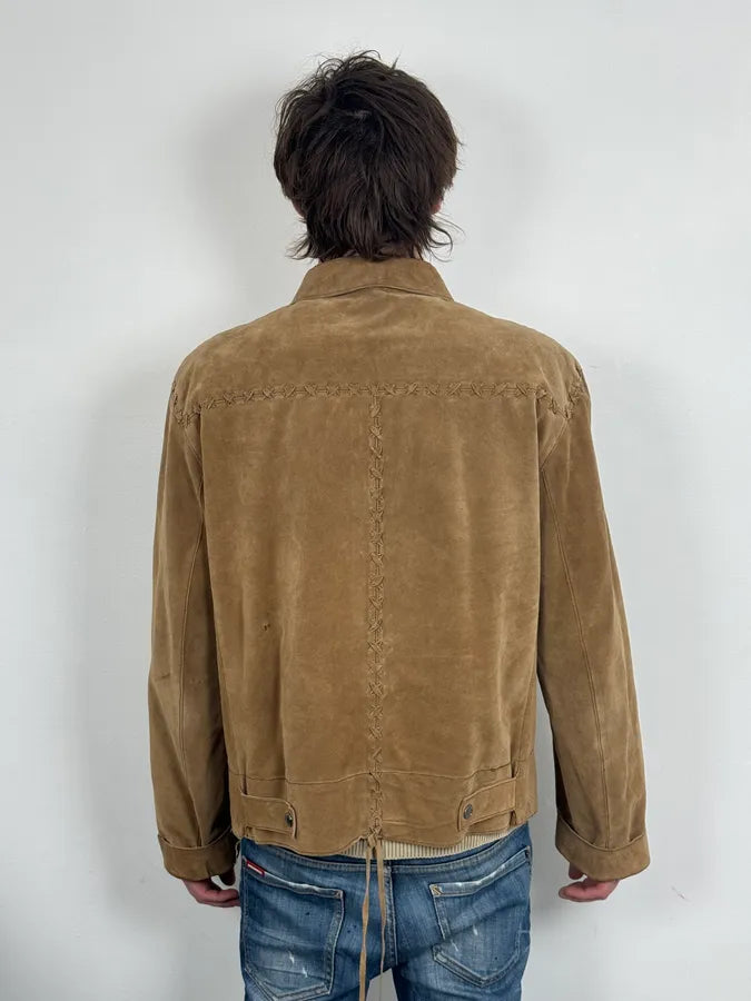 1990s Dolce & Gabbana Western Camel Suede Leather Jacket VfeQzNY 2