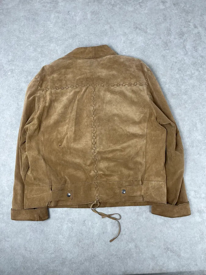 1990s Dolce & Gabbana Western Camel Suede Leather Jacket VfeQzNY 4