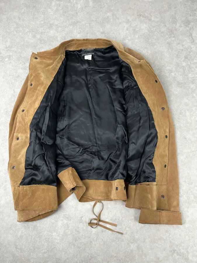 1990s Dolce & Gabbana Western Camel Suede Leather Jacket VfeQzNY 6