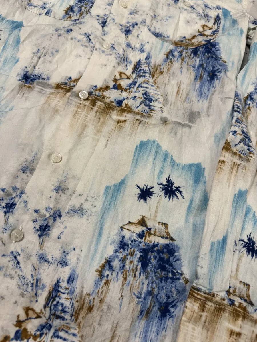 1990s Dolce & Gabbana White & Blue Abstract Nature Shirt mIGlxHw 6