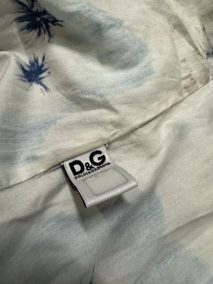 1990s Dolce & Gabbana White & Blue Abstract Nature Shirt mIGlxHw 9