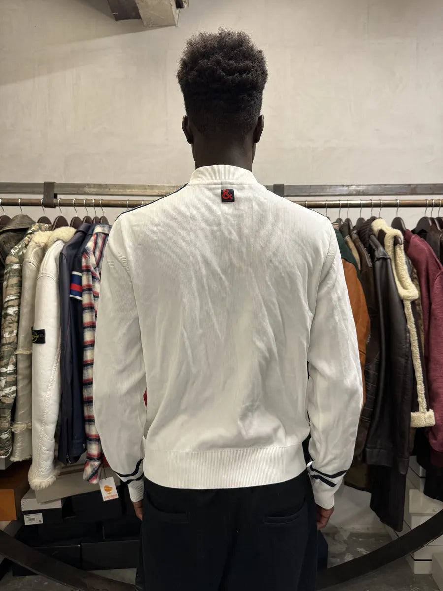 1990s Dolce & Gabbana White & Blue Lined Zip-up Sweater dCOgNBr 2