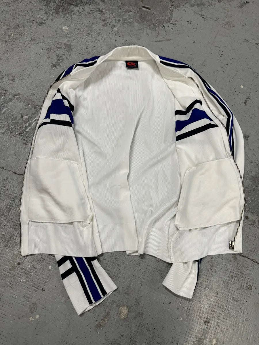 1990s Dolce & Gabbana White & Blue Lined Zip-up Sweater dCOgNBr 4
