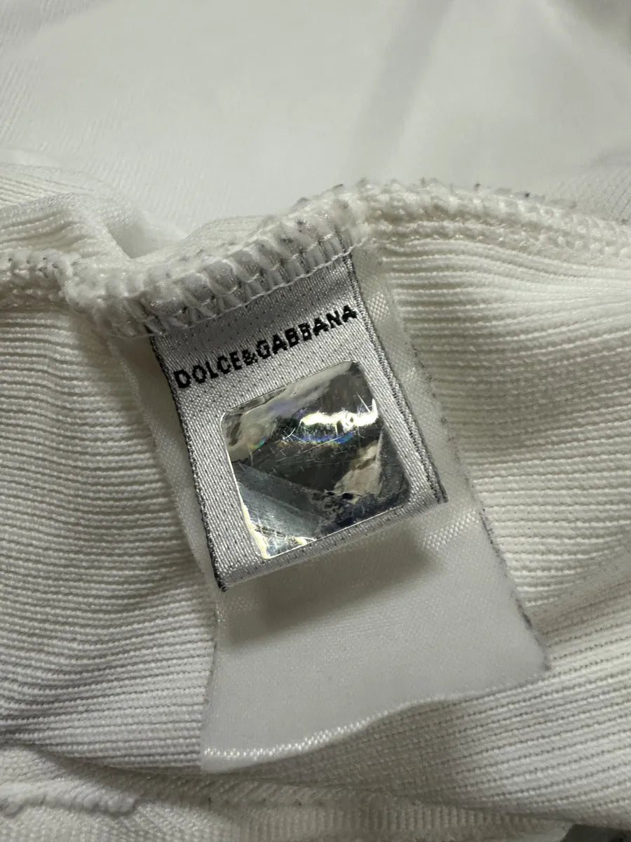 1990s Dolce & Gabbana White & Blue Lined Zip-up Sweater dCOgNBr 5