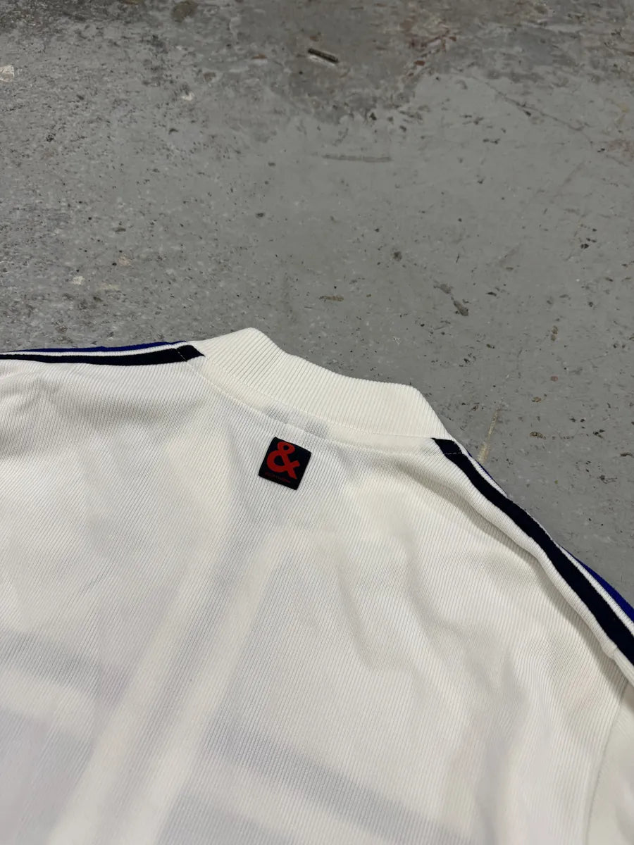 1990s Dolce & Gabbana White & Blue Lined Zip-up Sweater dCOgNBr 6