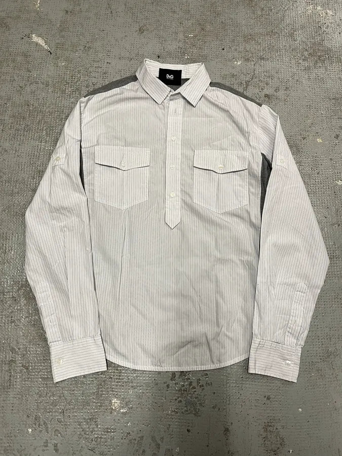 2000s Dolce & Gabbana White & Grey Hybrid Shirt Longsleeve bxfPSdt 0