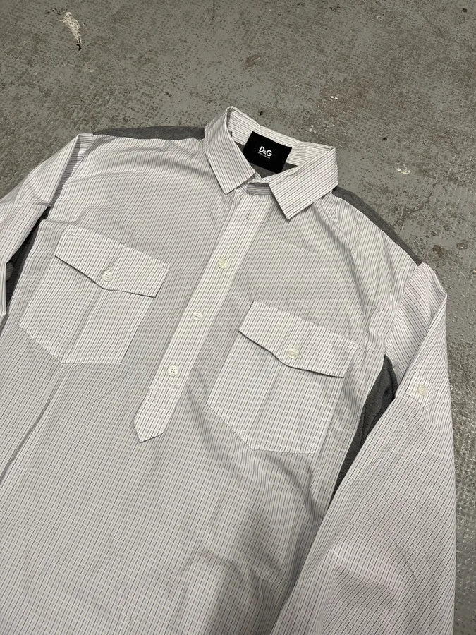 1990s Dolce & Gabbana White & Grey Hybrid Shirt Longsleeves bxfPSdt 3