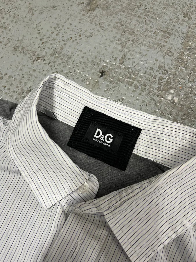 1990s Dolce & Gabbana White & Grey Hybrid Shirt Longsleeves bxfPSdt 6