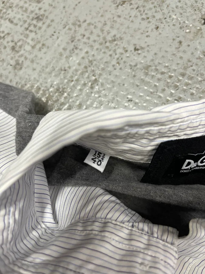 1990s Dolce & Gabbana White & Grey Hybrid Shirt Longsleeves bxfPSdt 7