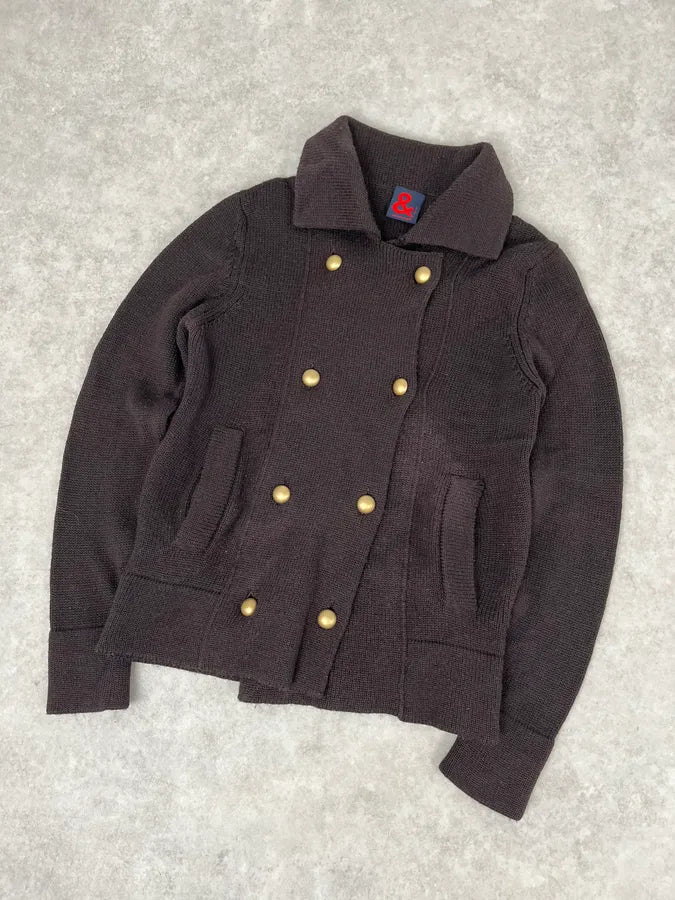 1990s Dolce & Gabbana Wool Brown Buttoned Cardigan Jacket wmKYjPF 3