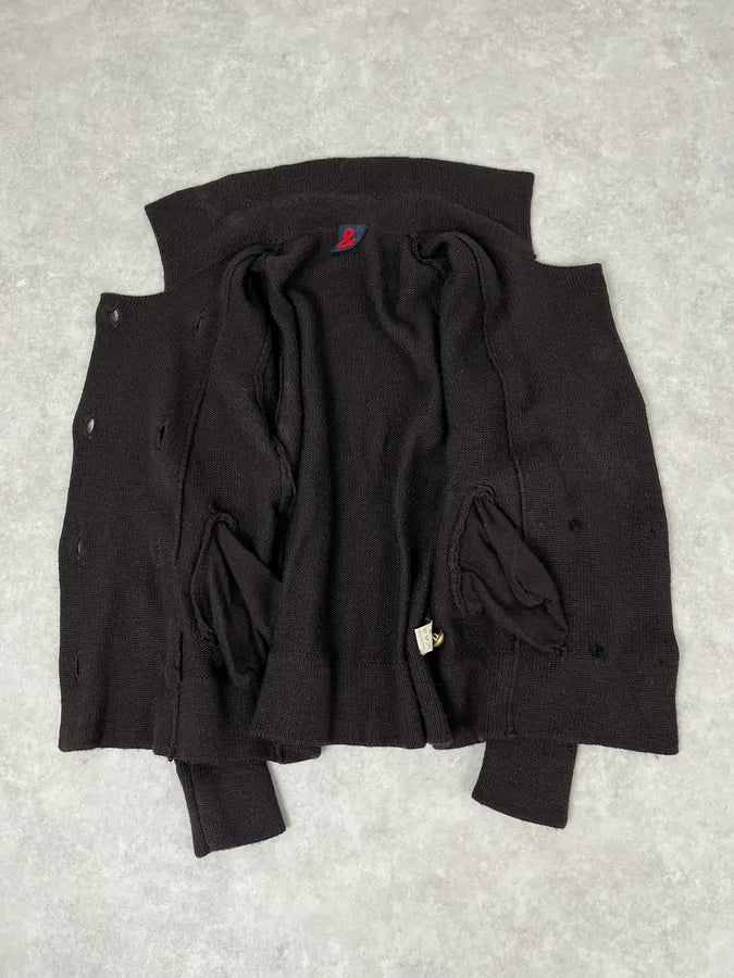 1990s Dolce & Gabbana Wool Brown Buttoned Cardigan Jacket wmKYjPF 9