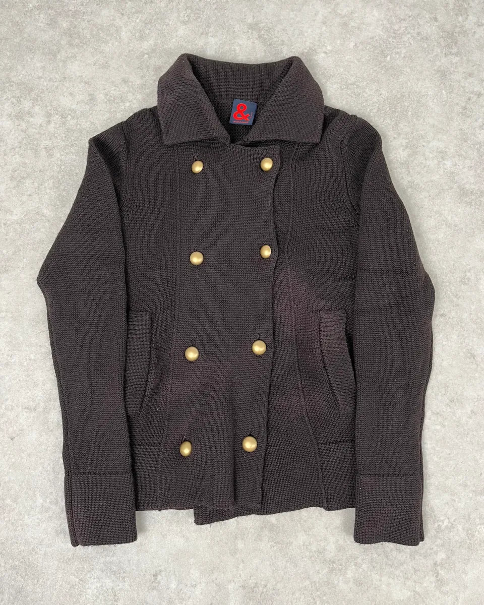 1990s Dolce & Gabbana Wool Brown Buttoned Cardigan Jacket wmKYjPF 0