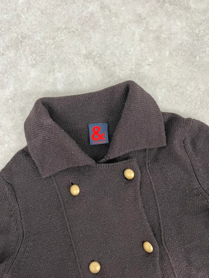 1990s Dolce & Gabbana Wool Brown Buttoned Cardigan Jacket wmKYjPF 4