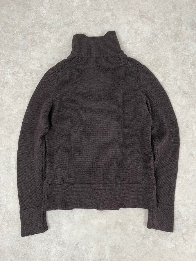 1990s Dolce & Gabbana Wool Brown Buttoned Cardigan Jacket wmKYjPF 5