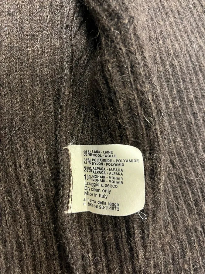 AW1993 Dolce & Gabbana Wool Leather Brown Sleeveless Cardigan mBcAYqq 7