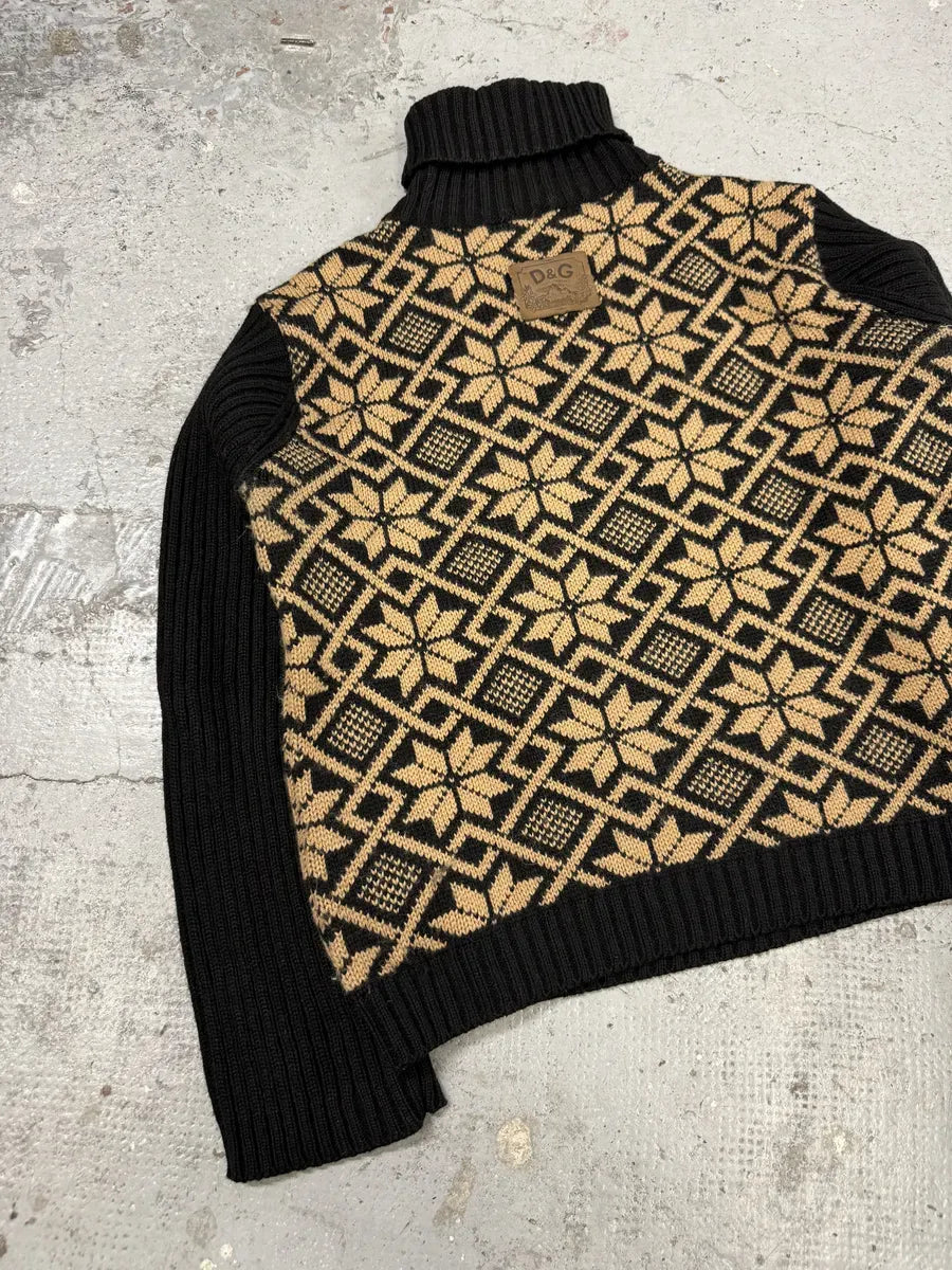 1990s Dolce & Gabbana Black Mozaic Wool Turtleneck AXZedgP 4