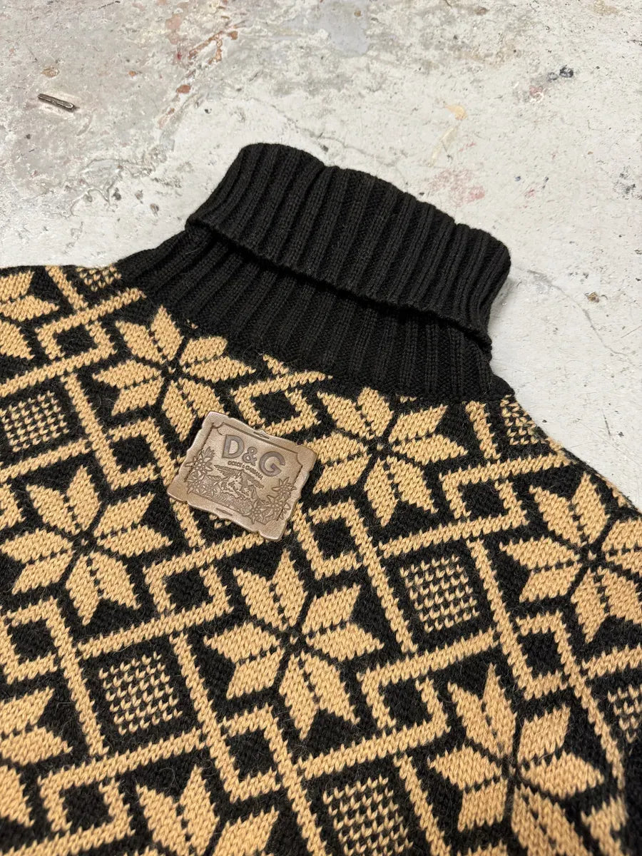 1990s Dolce & Gabbana Black Mozaic Wool Turtleneck AXZedgP 6